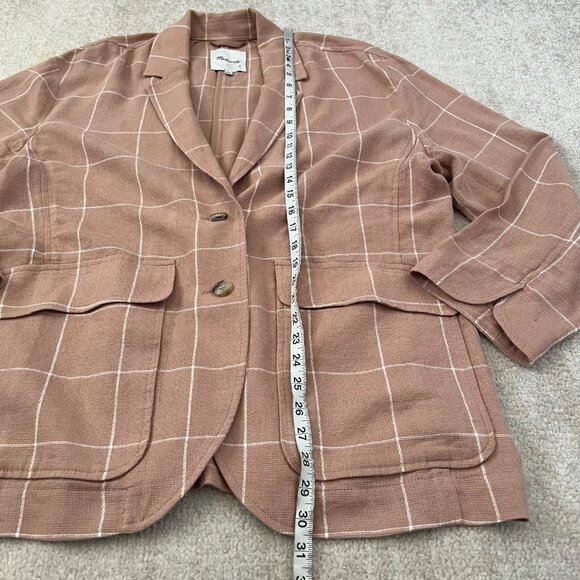 Madewell Linen Larsen Breezewoven Blazer Jacket in Windowpane XL - Picture 5 of 11